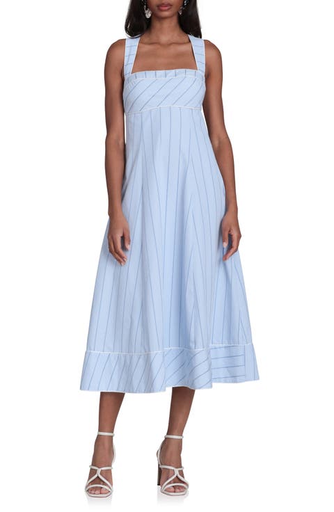 Stripe Sleeveless Midi Dress