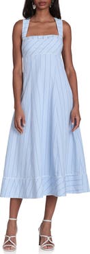 Avec Les Filles Stripe Sleeveless Midi Dress