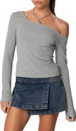 EDIKTED Adelaine Asymmetric One-Shoulder Long Sleeve Top