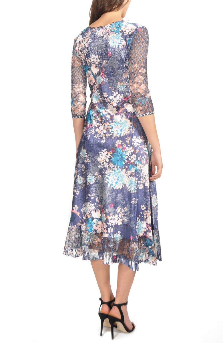 Komarov Charmeuse & Chiffon Midi Dress, Alternate, color,