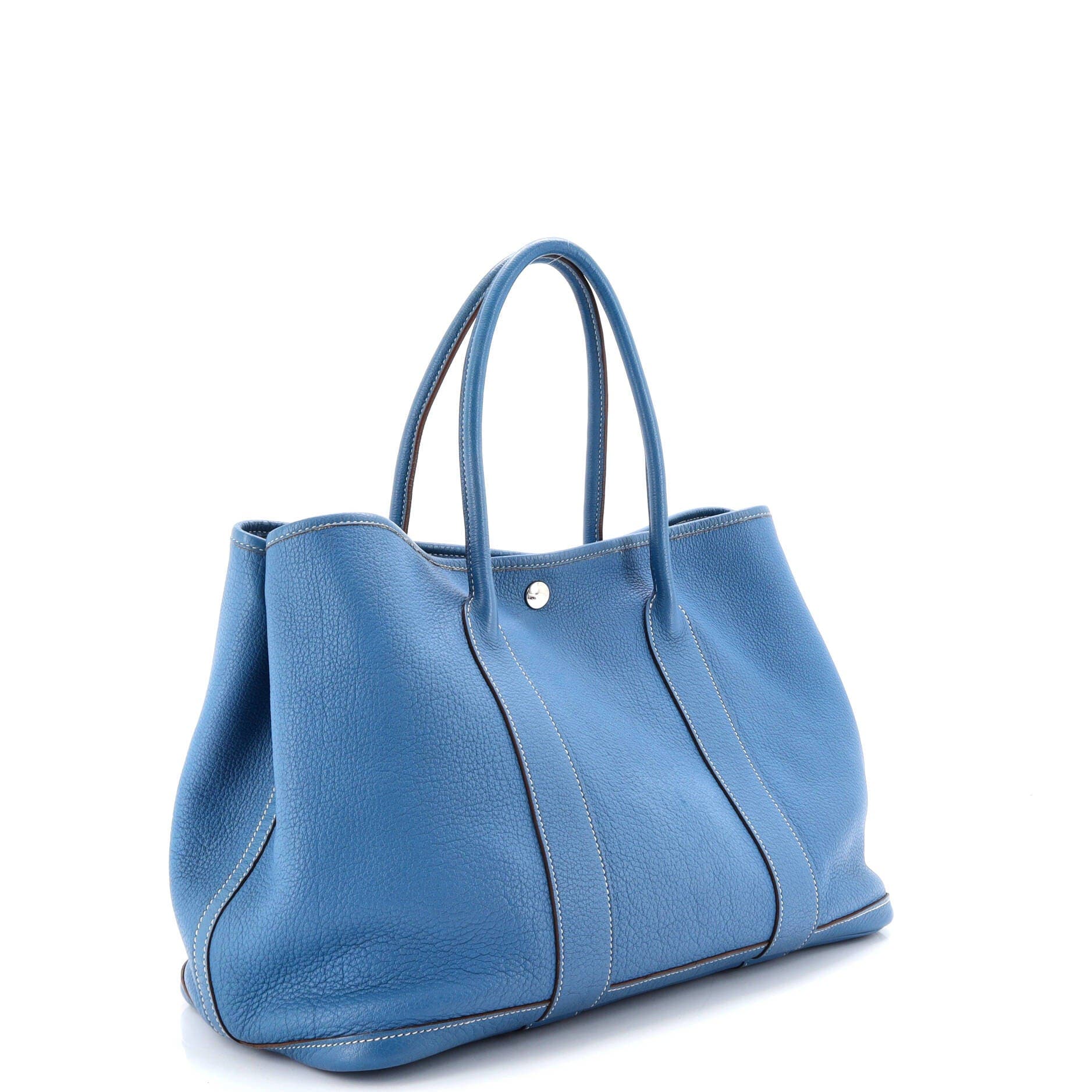 Pre-Owned Hermes Garden Party Tote Leather 36, Alternate, color, Bleu Jean