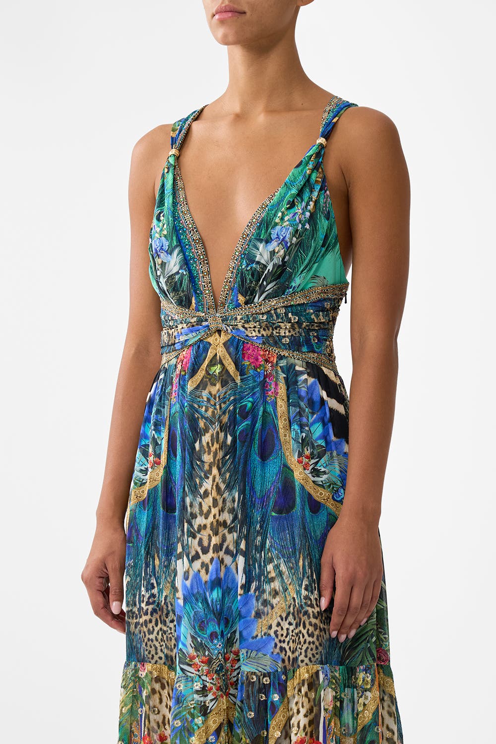Bead Strap Gathered Panel Dress - image 2