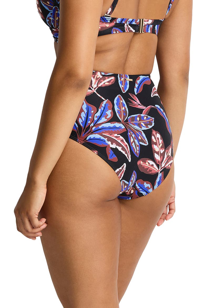 High Waist Gathered Swim Briefs, Alternate, color, BLACK