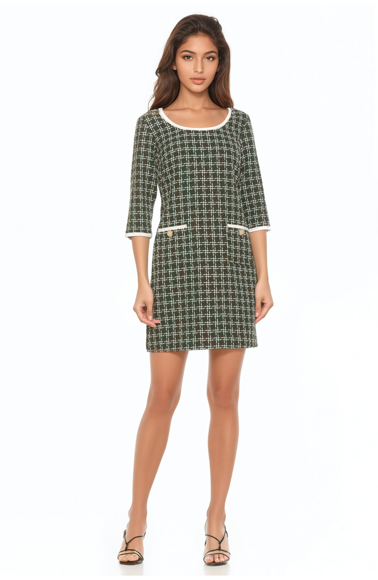 Alexia Admor Orla Dress, Main, color, Green Plaid