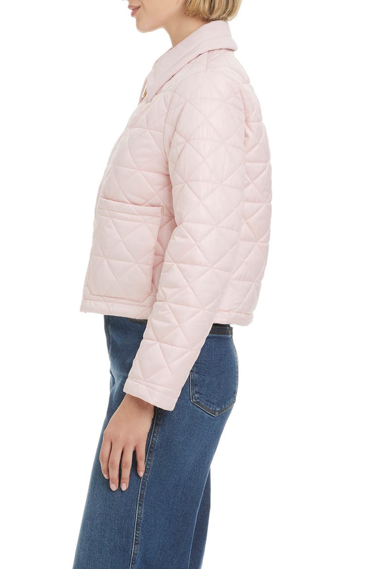 Zip Front Quilted Jacket, Alternate, color, PEACH TEA