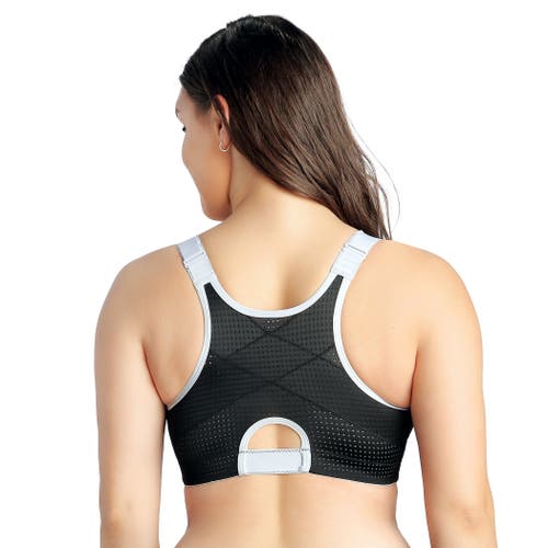 Parfait Wave Wire-free Zip Front Sports Bra In Black