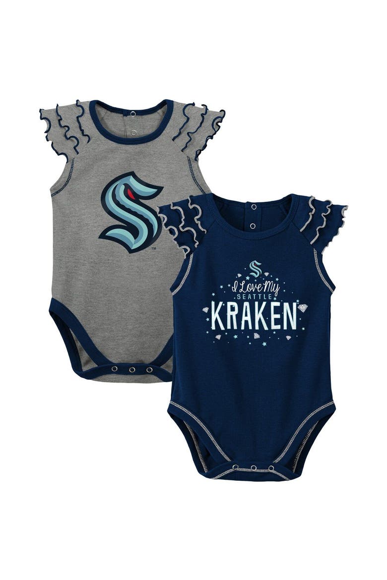 Newborn Navy/Gray Seattle Kraken Shining All-Star Two-Piece Bodysuit Set, Main, color, Navy