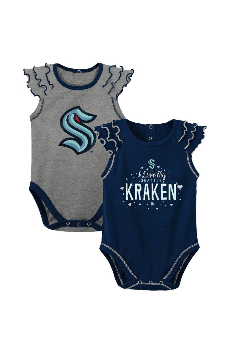 Outerstuff Newborn Navy/Gray Seattle Kraken Shining All-Star Two-Piece Bodysuit Set, Main, color, Navy