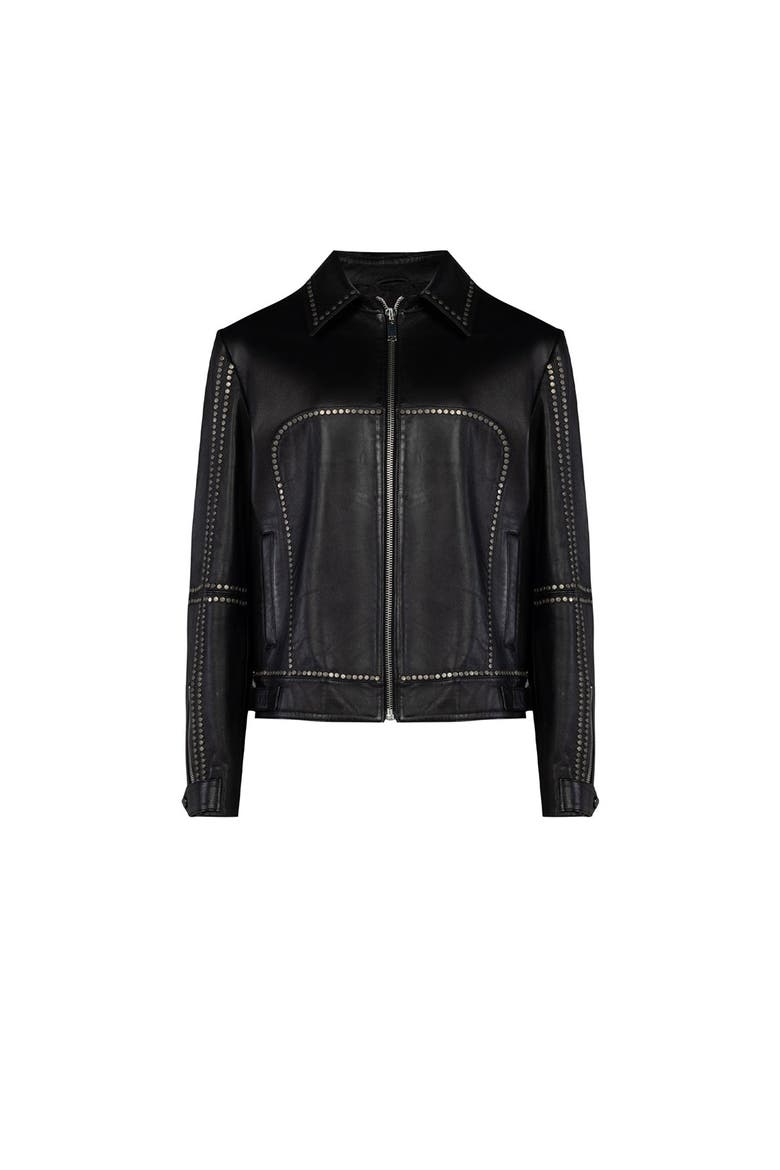 Leather Jacket Stud Rocks Details, Main, color, black