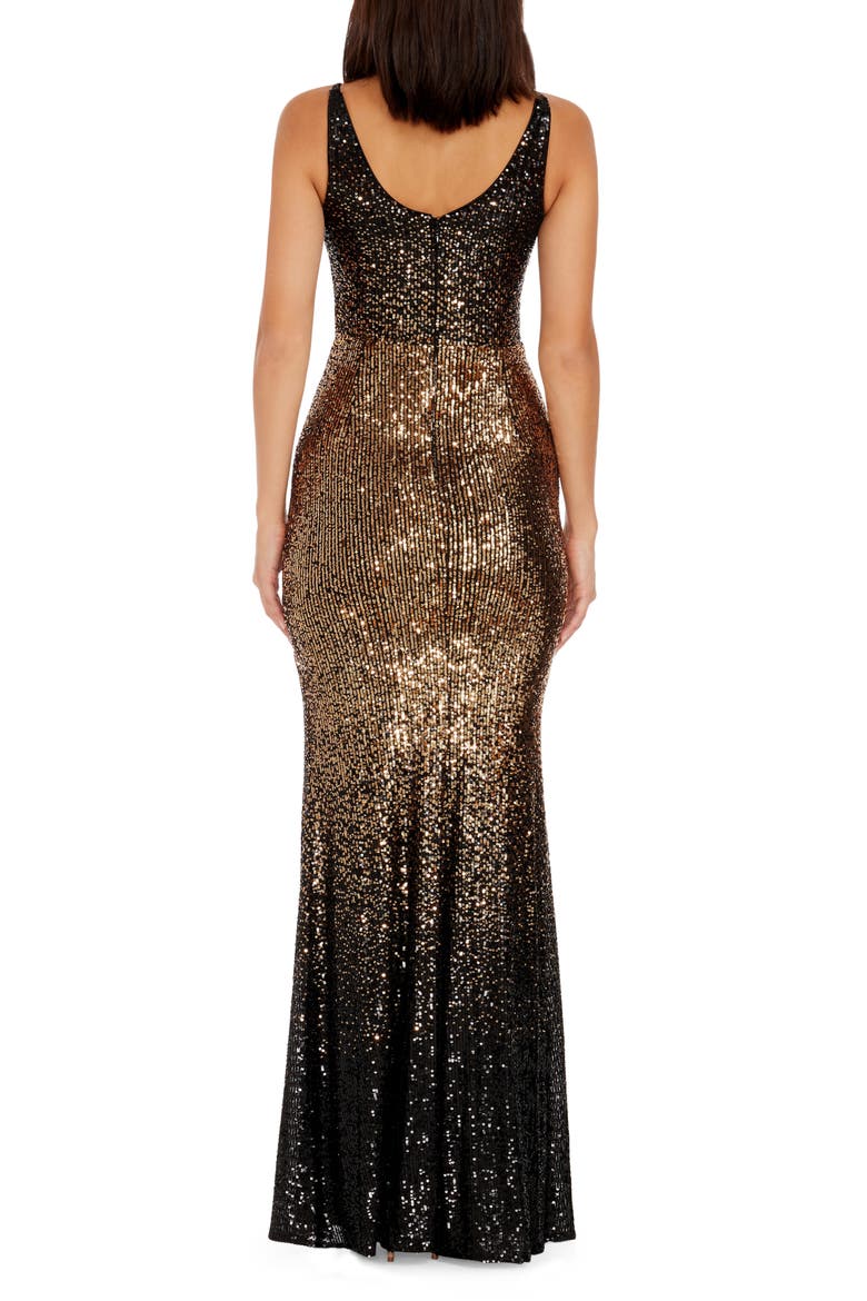 Jordana Sequin Side Slit Gown, Alternate, color, GOLD MULTI