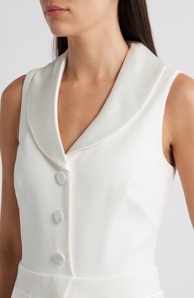 Eliza J Sleeveless Peplum Waistcoat Jumpsuit, Alternate, color, Ivory