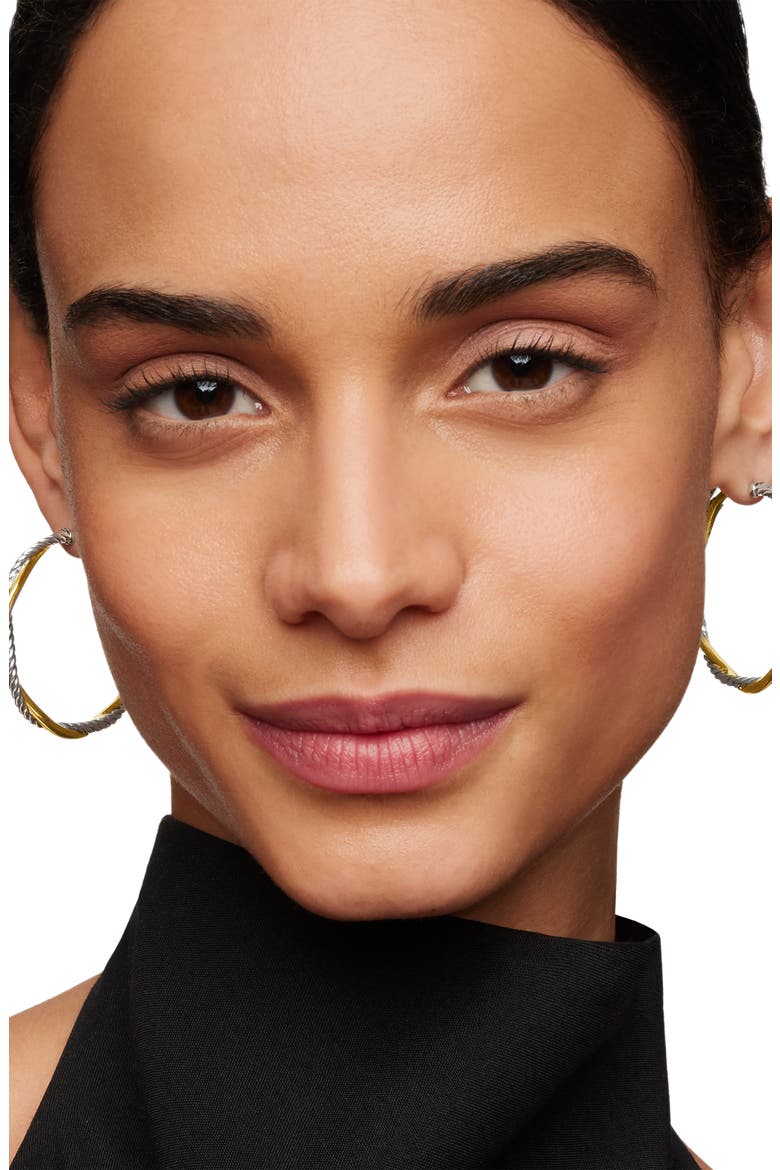 Petite Infinity Hoop Earrings in Sterling Silver with 14K Yellow Gold, Alternate, color, STERLING SILVER WITH 14K GOLD