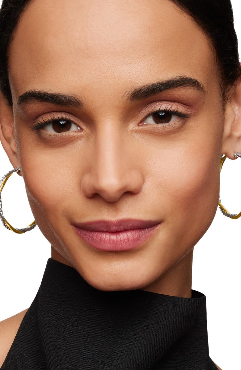 David Yurman Petite Infinity Hoop Earrings in Sterling Silver with 14K Yellow Gold, Alternate, color, Sterling Silver With 14K Gold