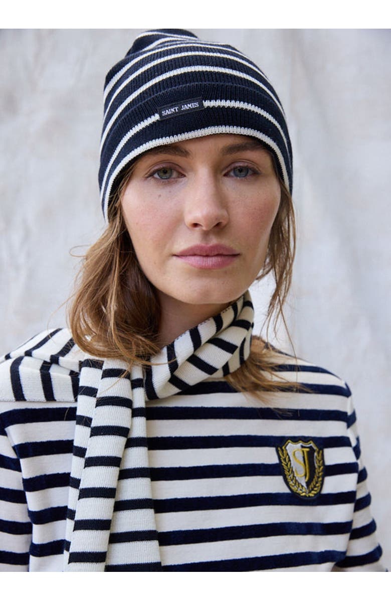 Saint James CARTIER - Nautical Striped Beanie, Alternate, color, Navy / Ivory