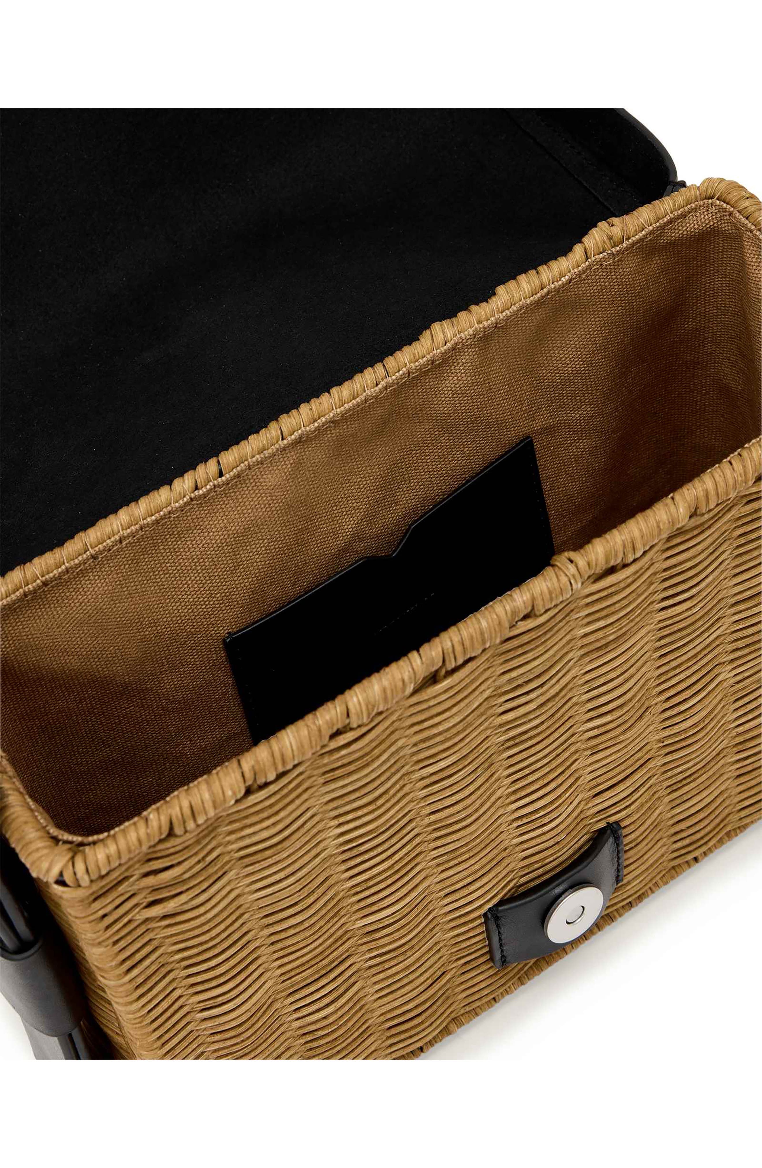 AllSaints Monique WIcker Shoulder Bag, Alternate, color, Biscuit/ Black