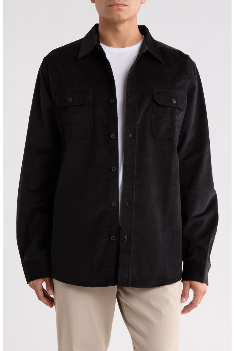 Long Sleeve Stretch Corduroy Shirt, Main, color, MOONLESS NIGHT