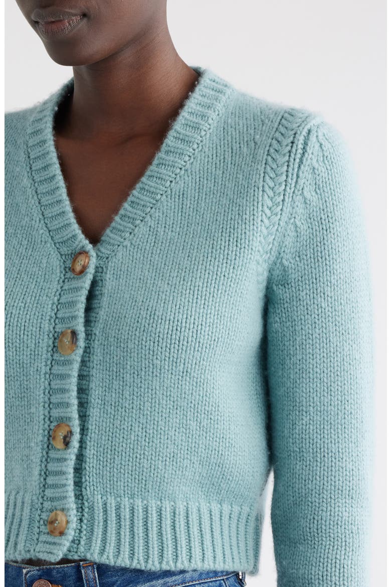 Crop Cashmere & Cotton Cardigan, Alternate, color, AETHER BLUE