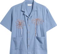 Topman Floral Rope Embroidered Camp Shirt