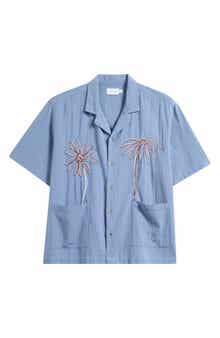 Topman Floral Rope Embroidered Camp Shirt