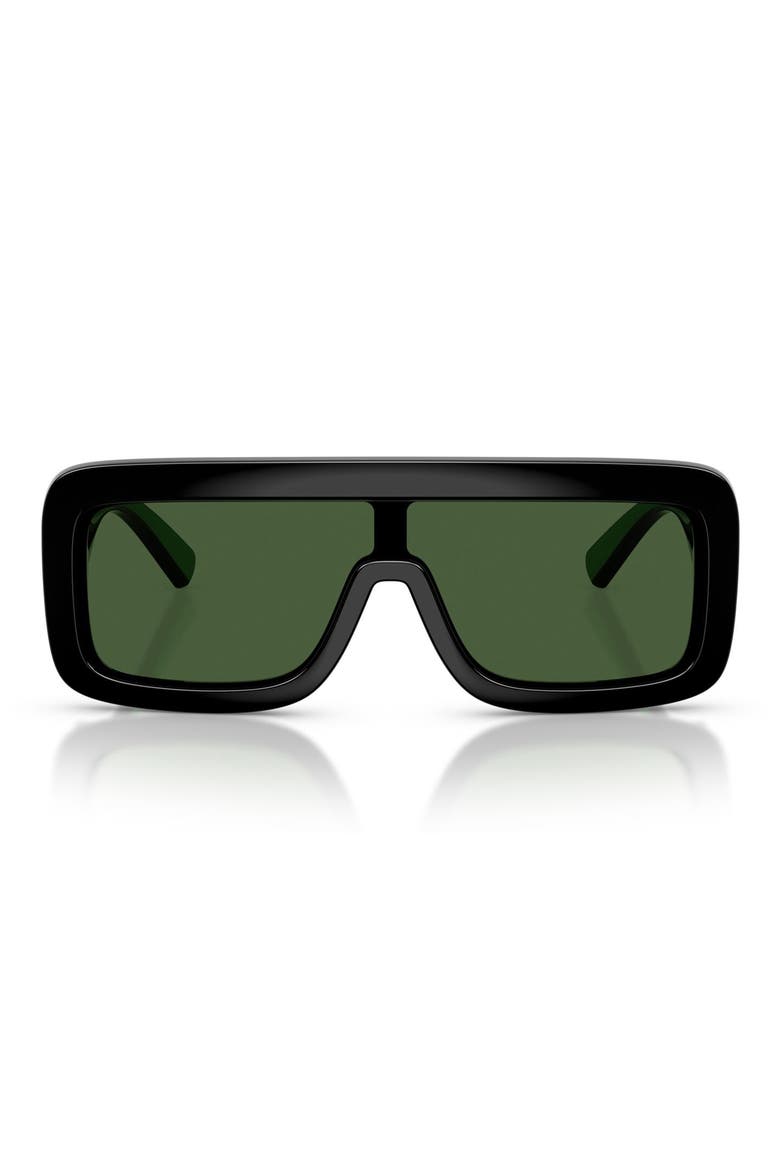 Kids' 118mm Rectangular Shield Sunglasses, Main, color, BLACK / DARK GREEN