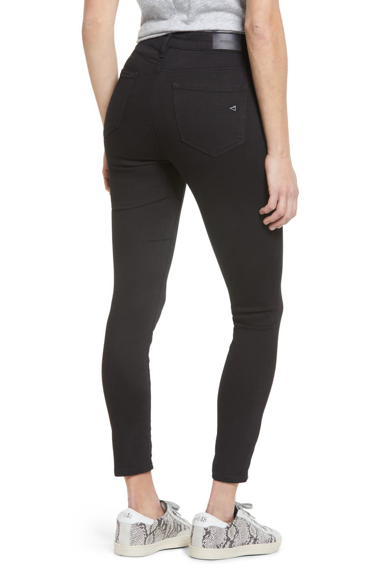 High Waist Ankle Skinny Jeans, Alternate, color, BLACK