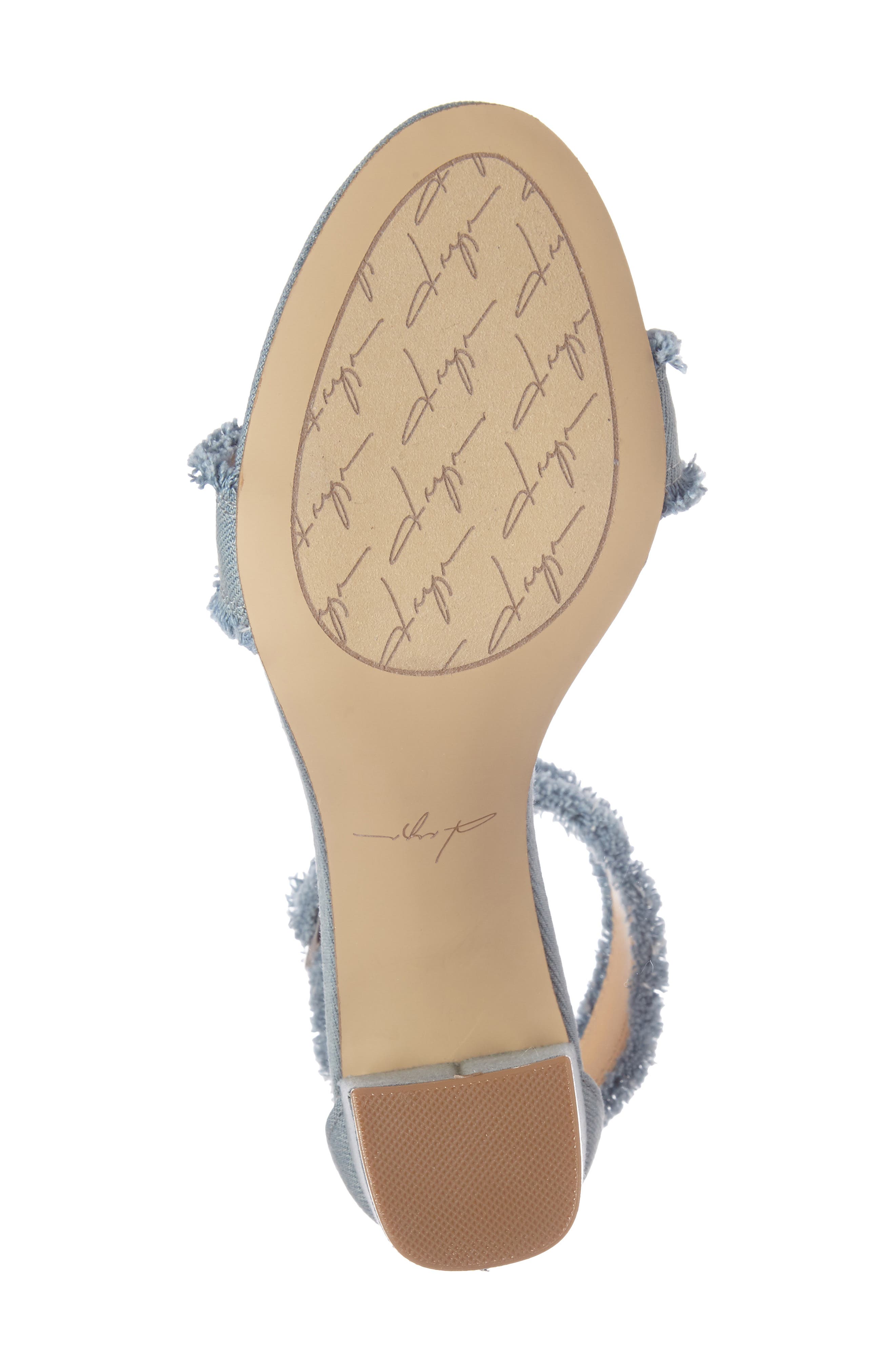 by Zendaya Shasta Fringe Denim Ankle Strap Sandal, Alternate, color, LIGHT BLUE