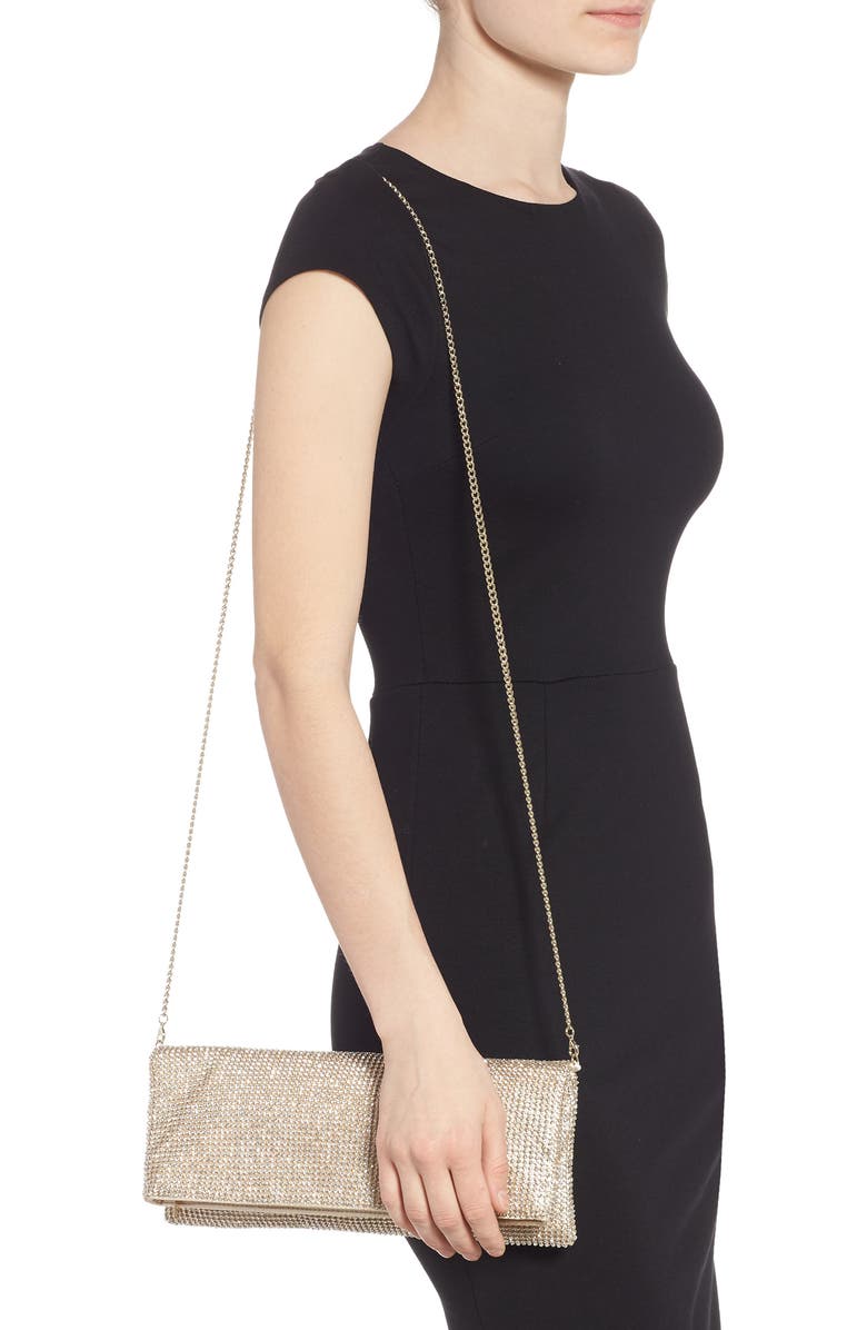 Nordstrom Crystal Mesh Foldover Clutch, Alternate, color,