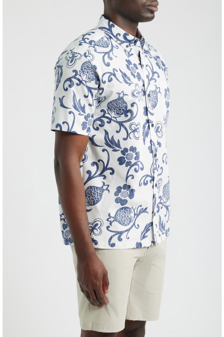 Ginger Pareau Short Sleeve Cotton Button-Down Shirt, Alternate, color, WHITE