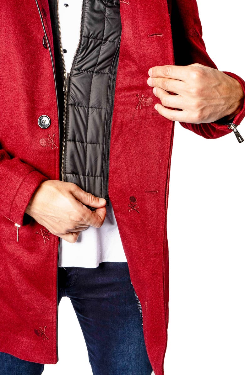 Maceoo Captainskull Embroidered Peacoat, Alternate, color,