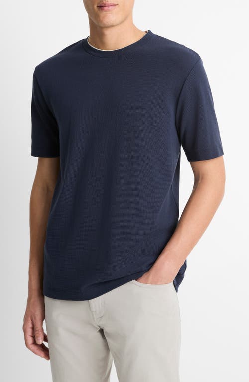 Vince Double Neckline Pima Cotton T-shirt In Coastal/light Sand