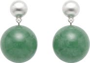 seree Duo Silver and Jade-Green Aventurine Earrings