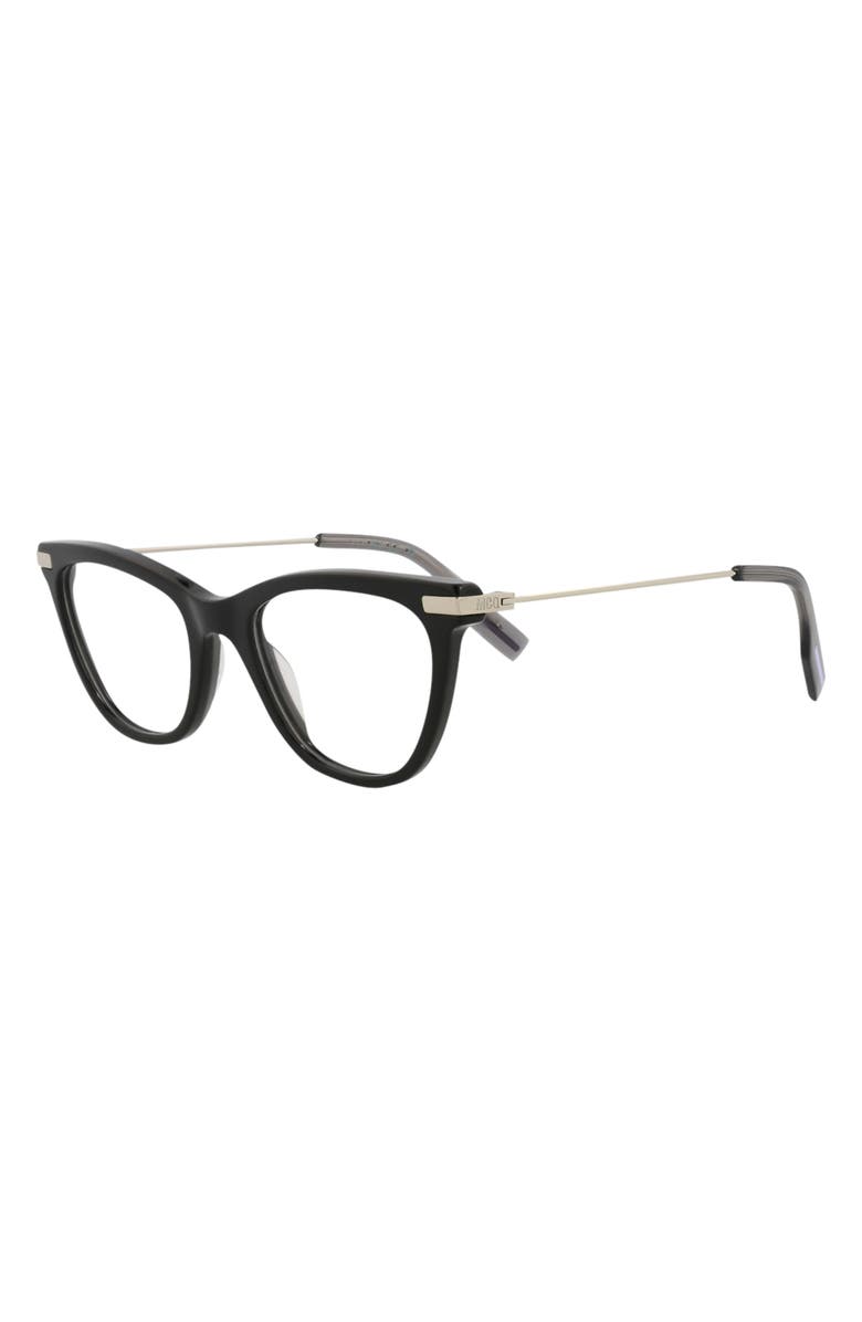McQueen 47mm Cat Eye Optical Glasses, Alternate, color, Black Silver Transparent