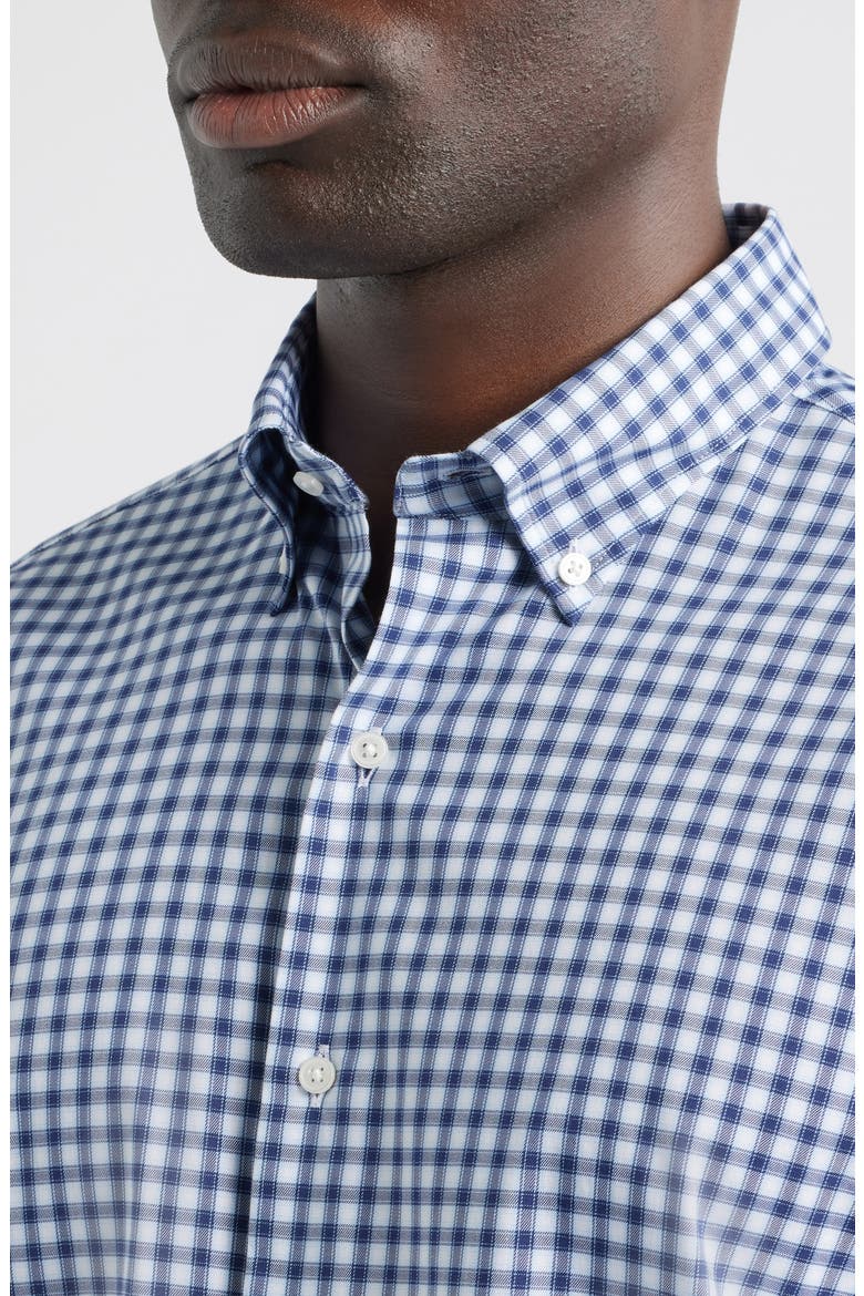 Felix Crown Lite Gingham Check Performance Twill Button-Down Shirt, Alternate, color, NAVY