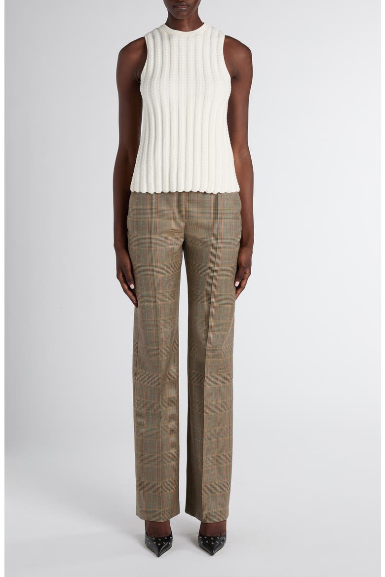 Country Glen Plaid High Waist Wool Straight Leg Pants, Alternate, color, OFF WHITE MULTI
