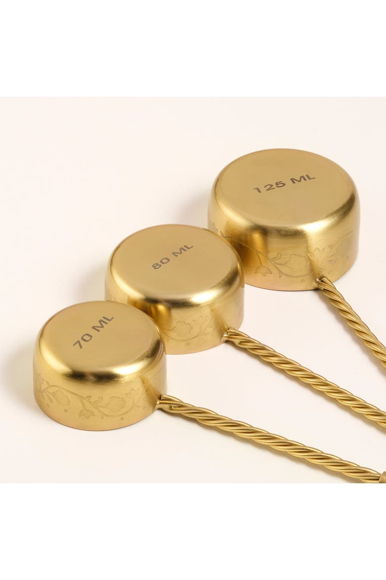 Tanda Steel Measurement Set of 3 Pcs 8" Kitchen Essential, Alternate, color, Metallic Gold