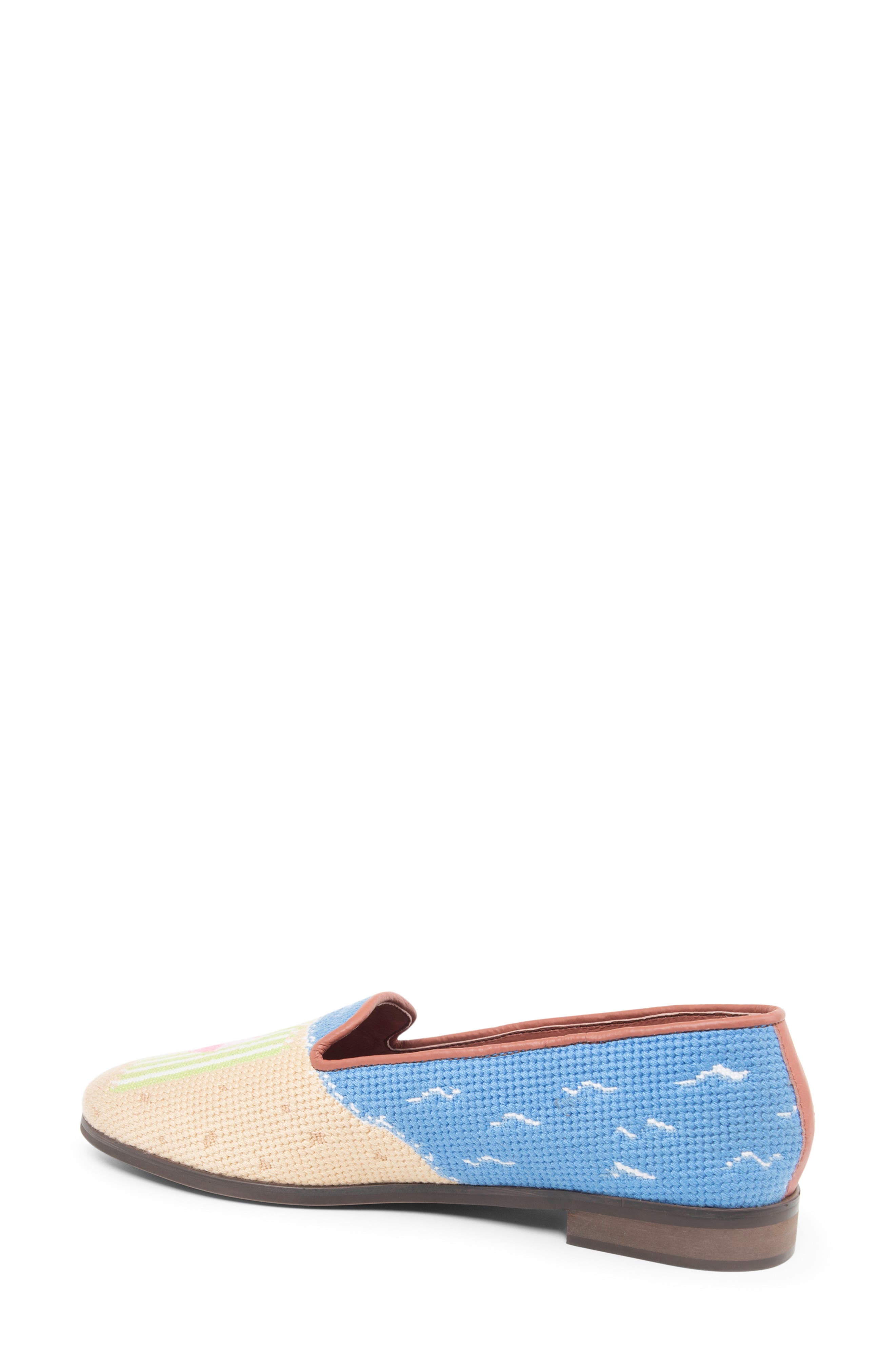 ByPaige Needlepoint Beach Flat, Alternate, color, Navy Sand