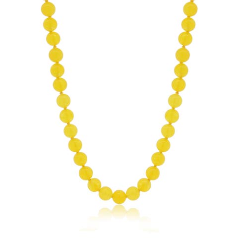 Yellow Onyx Knotted Bead Necklace
