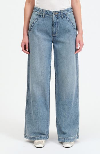 Daze The Kickback High Waist Palazzo Wide Leg Jeans In Later