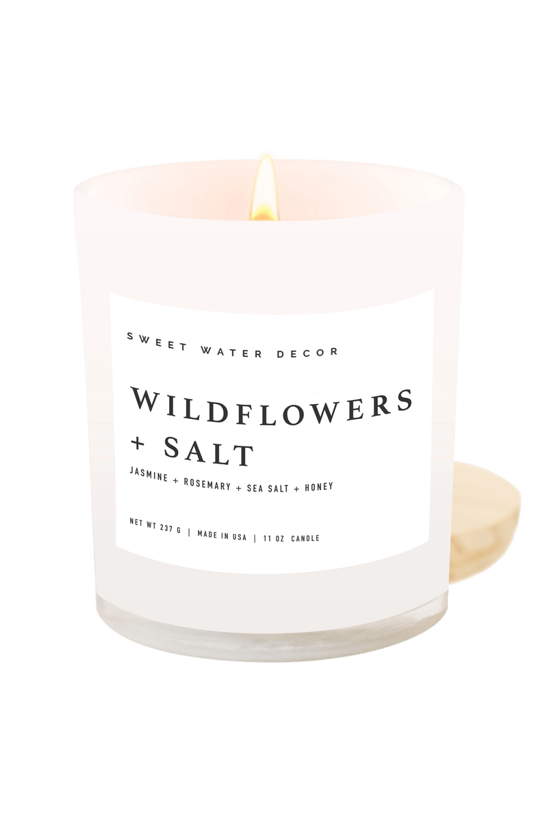 SWEET WATER DECOR 11oz White Jar Candle - Spa Scents, Main, color, Wildflowers And Salt