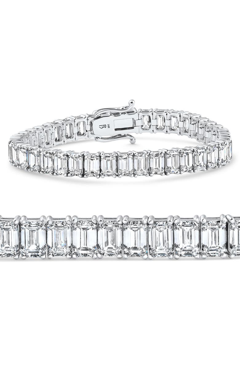 Bliss Diamond 28Ct Emerald Diamond Tennis Bracelet 14k Gold 7" 17.5g Lab Grown, Main, color, 14K White Gold