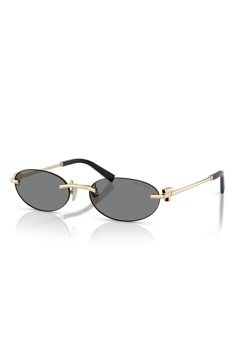 Tiffany & Co. 56mm Oval Sunglasses, Alternate, color, Pale Gold / Dark Grey