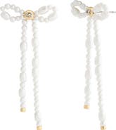COACH Signature C Faux Pearl Bow Drop Earrings