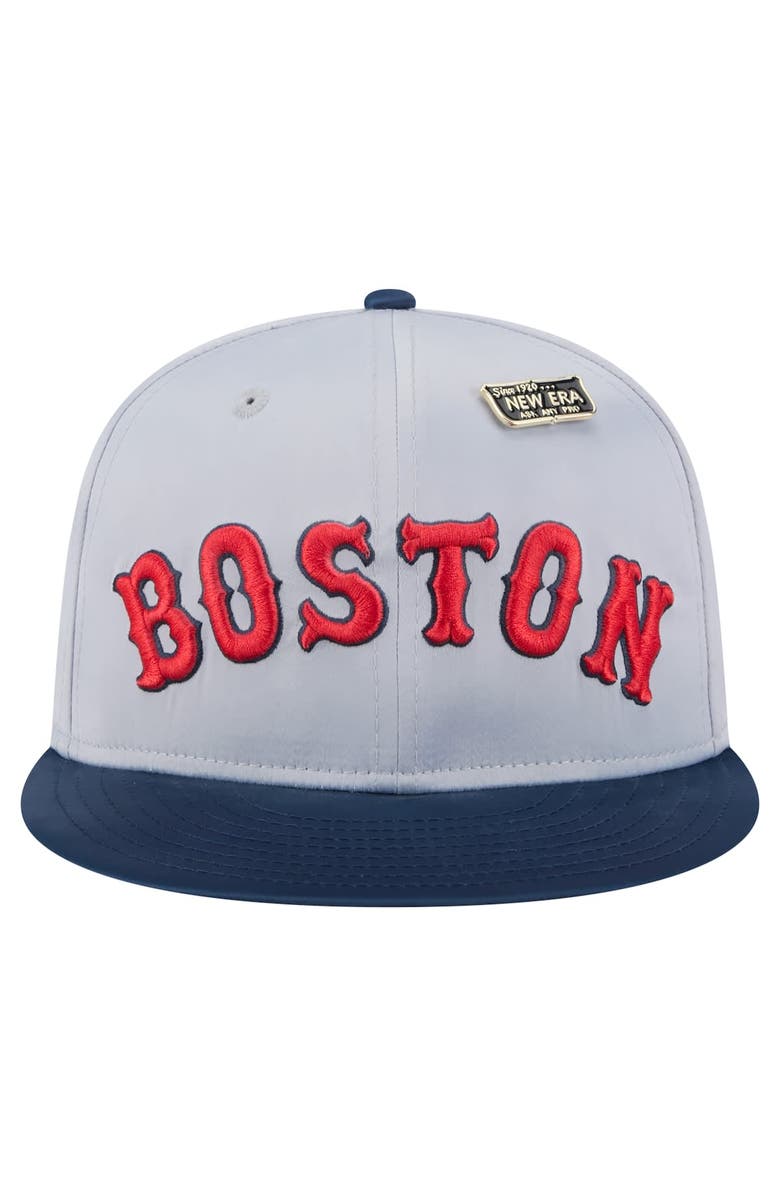New Era Men's New Era Gray/Navy Boston Red Sox Satin 59FIFTY Fitted Hat, Alternate, color, Gray