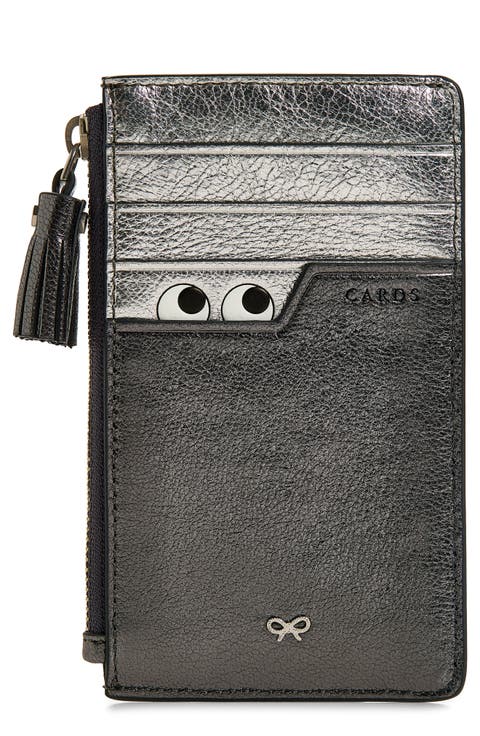 Peeping Eyes Zip Leather Card Case