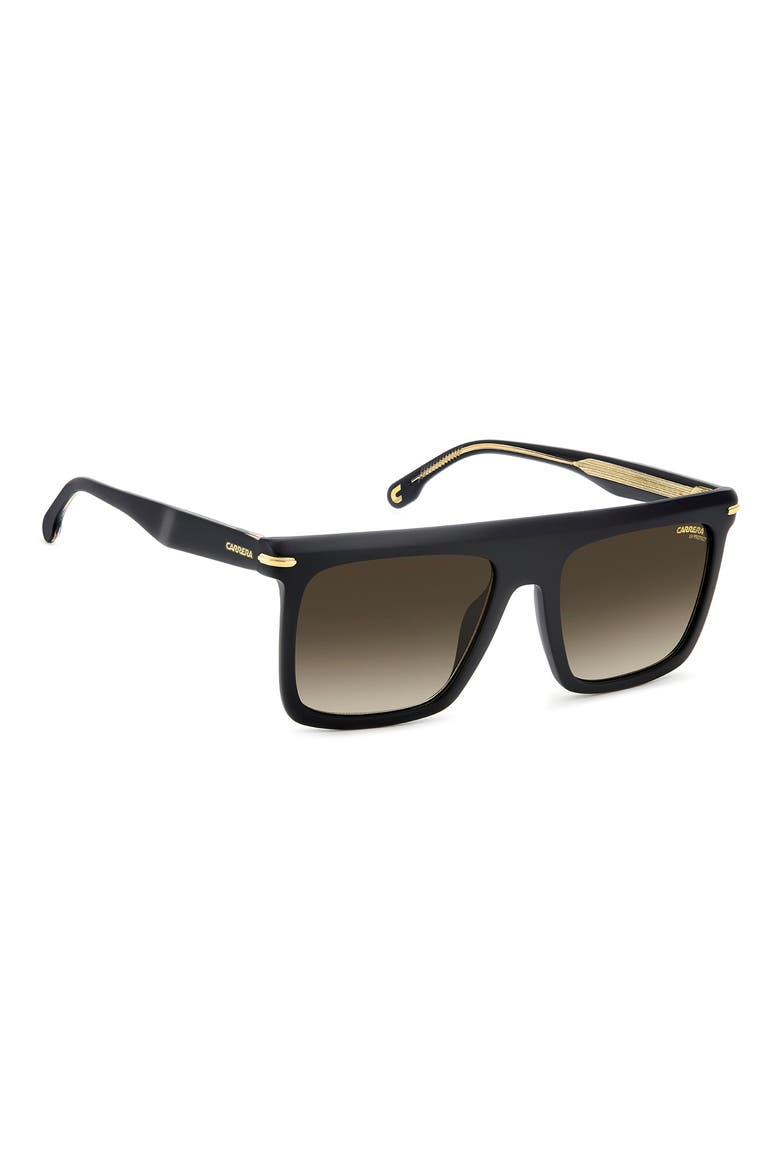 56mm Gradient Rectangular Flat Top Sunglasses, Alternate, color, BLACK GOLD/ BLACK BROWN GREEN