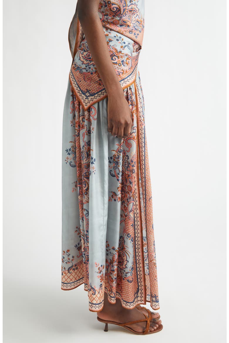 Aster Paisley Scarf Tie Silk Maxi Skirt, Alternate, color, BLUE PAISLEY FLORAL