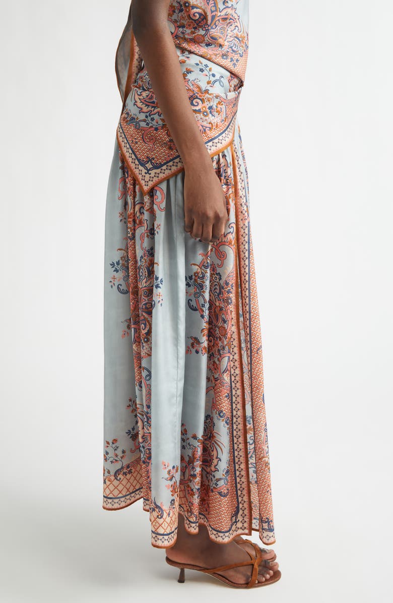 Zimmermann Aster Paisley Scarf Tie Silk Maxi Skirt, Alternate, color, Blue Paisley Floral