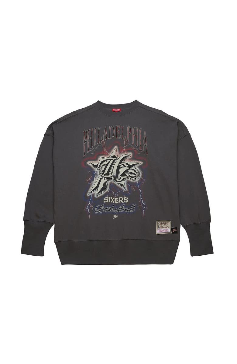 Mitchell & Ness Women's Mitchell & Ness Charcoal Philadelphia 76ers Hardwood Classics Lightweight Pullover Sweatshirt, Alternate, color, Charcoal