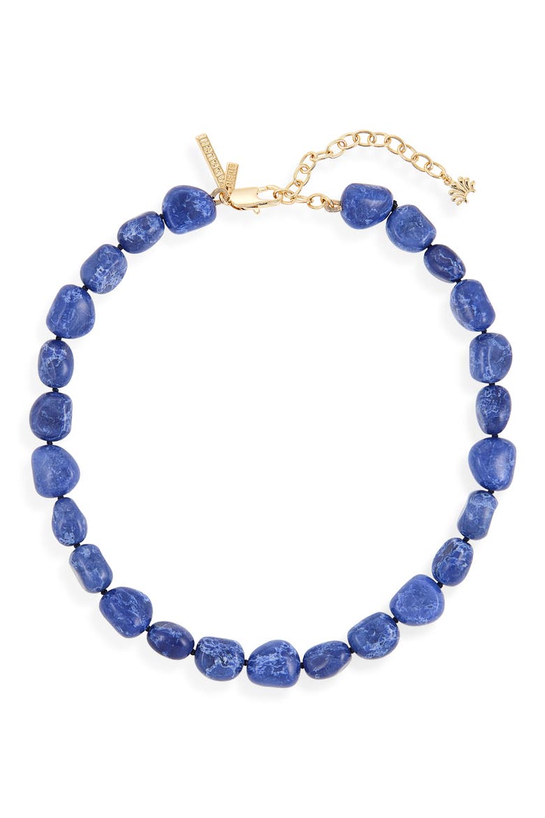 Palm Beach Baroque Stone Collar Necklace, Main, color, INDIGO