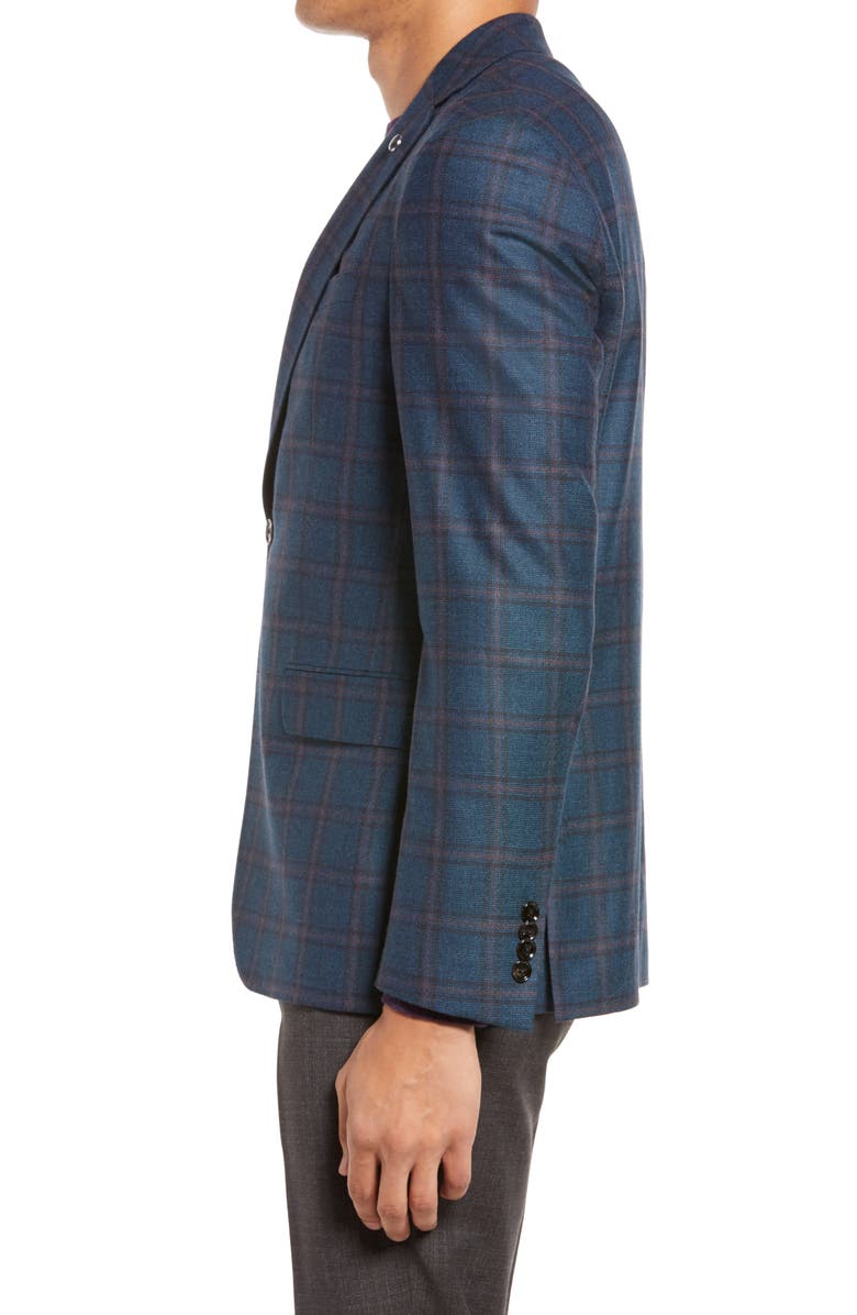 Ted Baker London Karl Slim Fit Windowpane Wool Sport Coat, Alternate, color, 